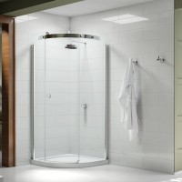 Merlyn Series 10, 1 Door Quad 800mm LH Incl. Tray - Chrome/Clear Glass (MS103211CL)