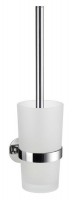 Smedbo Time Wall Mounted Toilet Brush Including Container 425mm - Polished Chrome/Frosted Glass (YK333)