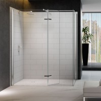 Merlyn Series 8 Walk In Shower with Hinged Swivel Panel 700mm + 350mm with 900mm End Panel and 1200mm Tray - Clear (M8SW600HB)