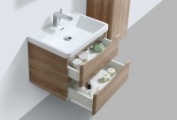 Erin 600mm Wall Mounted Vanity Unit and Basin Light Oak with White Glass Basin (22537)