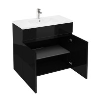 Britton - Aqua Cabinets 900mm Vanity unit With Doors & Quattrocast basin - Black - D450 Range (D43B-Q9045)