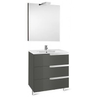 Roca Victoria-N Unik Basin + Base Unit 3 Drawers 1000mm - Gloss Anthracite Grey with Mirror (855846153)