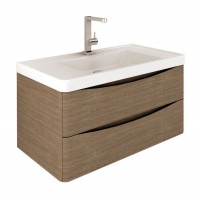 Erin 900mm Wall Mounted Vanity Unit and Basin Grey Elm with White Glass Basin (22544)