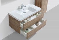 Erin 900mm Wall Mounted Vanity Unit and Basin Light Oak with White Glass Basin (22543)
