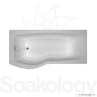 Carron Delta Offset Shower Bath 1600 x 800 x 410mm LH, Bathtubs | Carronite - White (23.2681L)