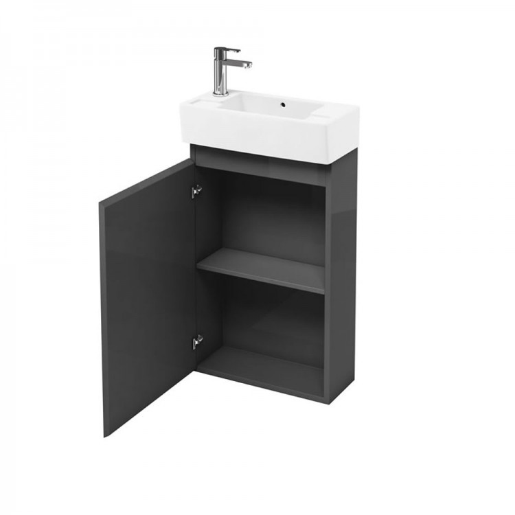 Britton - Aqua Cabinets 250mm Floorstanding Vanity unit - Anthracite Grey - Compact Range (R20G-CR-1730)
