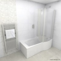 Carron Axis Offset Shower Bath 1700 x 800 x 345mm RH, Bathtubs | Carronite - White (23.5411R)