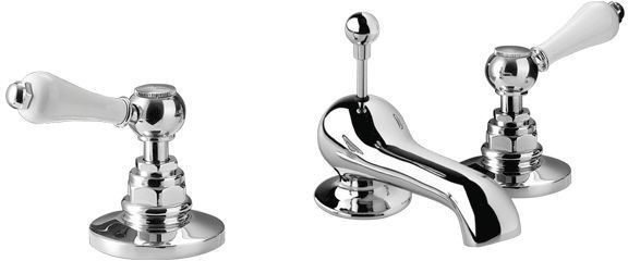Crown Lever 3TH Basin Mixer & Pop Up Waste. Chrome (ZXR6860100)