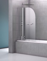 Moxby Double Curved Bath Screen with Towel Rail (12553)