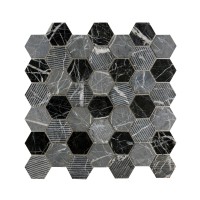Midnight Stone Hexagon Marble mosaic 300 x 300mm (21147)