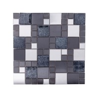 Twilight Black Foil Poppy mosaic 300 x 300mm (22982)