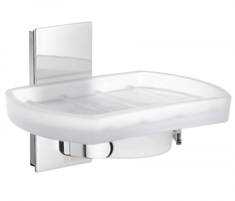 Smedbo Pool Holder with Frosted Glass Soap Dish - Polished Chrome (ZK342)