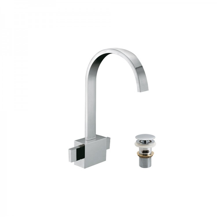 Vado Geo Basin Mixer - Deck Mounted With Clic-Clac Waste - chrome (GEO-100CC-CP)