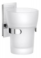 Smedbo Pool Holder with Frosted Glass Tumbler - Polished Chrome (ZK343)