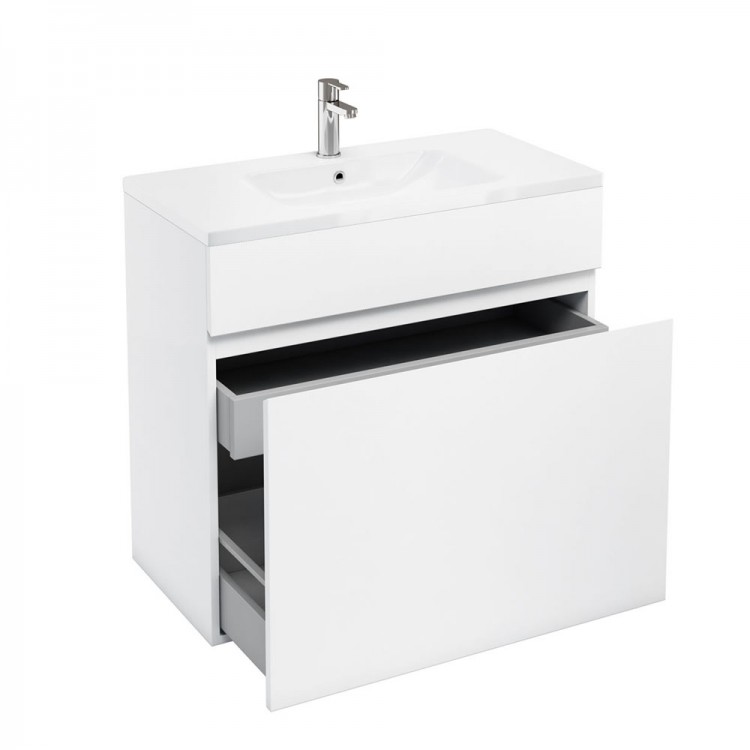 Britton - Aqua Cabinets 900mm Vanity unit With Drawers & Quattrocast basin - White - D450 Range (D46W-Q9045)