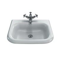 Clearwater 55cm roll top basin with overflow - Natural Stone - White (B7E)