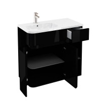 Britton - Aqua Cabinets 900mm Arc / Quattrocast Vanity unit - Left - Black (C3LB-Q9045L-D41B)