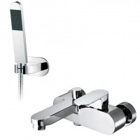 Vado Life Exposed Bath Shower Mixer Single Lever Wall Mounted With Shower Kit - chrome (LIF-123-K-CP)