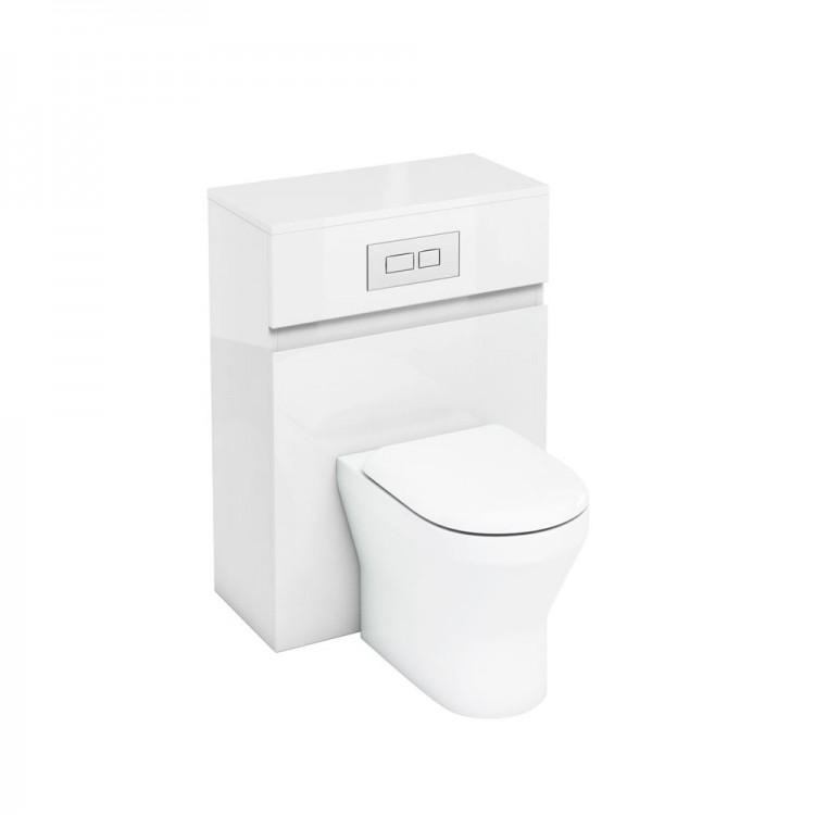 Britton - Aqua Cabinets 600mm back to wall WC unit - with cistern & flush plate - White (W32W)