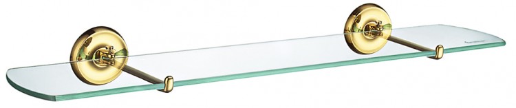 Smedbo Villa Bathroom Glass Shelf 600mm - Polished Brass/Glass (V247)