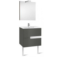 Roca Victoria-N Unik Basin + Base Unit 2 Drawers 600mm - Gloss Anthracite Grey with Mirror (855844153)