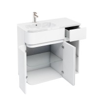 Britton - Aqua Cabinets 900mm Arc / Quattrocast Vanity unit - Left - White (C3LW-Q9045L-D41W)