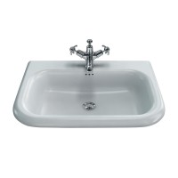 Clearwater 65cm roll top basin with overflow - Natural Stone - White (B8E)
