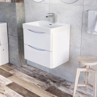Erin 600mm Wall Mounted Vanity Unit and Basin Gloss White (18832)