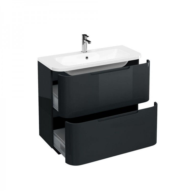 Britton - Aqua Cabinets 900mm Vanity Unit - Twin drawer - Compact - Black (CM2B-Q9040)