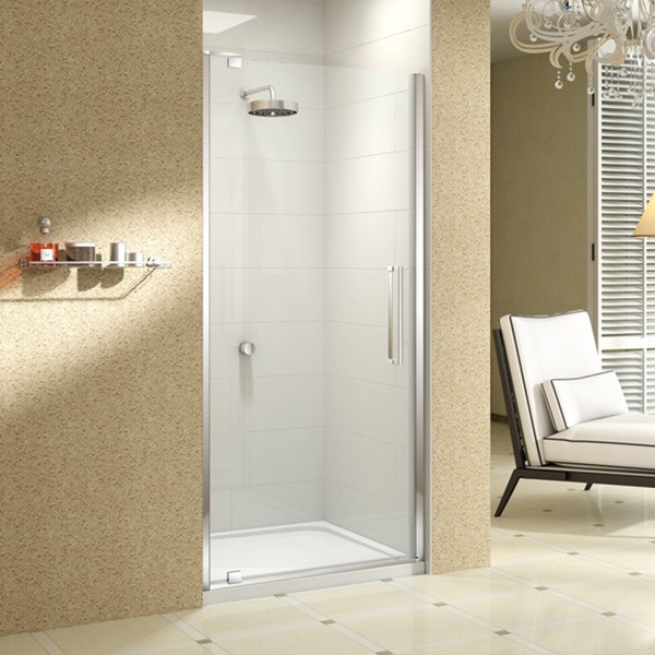 Merlyn Series 10, Pivot Door 800mm Incl. Tray - Chrome/Clear Glass (MS101211C)