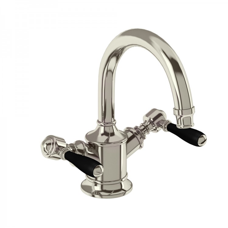 Arcade Dual Lever Basin Mixer without Pop Up Waste - Nickel & Black (ARC14-NKL-ARC66-NKL)