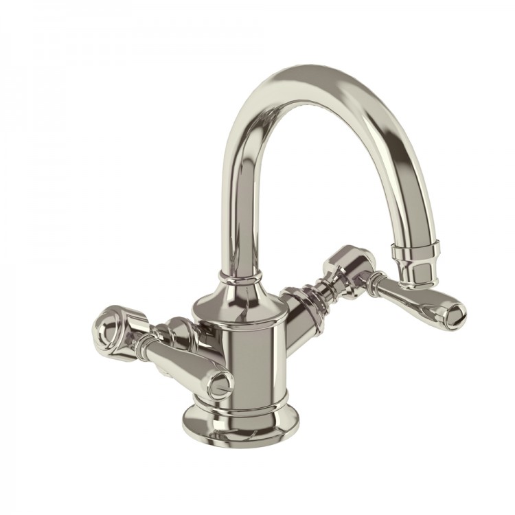 Arcade Dual Lever Basin Mixer without Pop Up Waste - Nickel & Nickel (ARC14-NKL-ARC67-NKL)