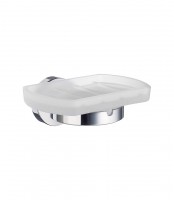 Smedbo Home Holder with Frosted Glass Soap Dish - Polished Chrome/Frosted Glass (HK342)