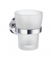 Smedbo Home Holder with Frosted Glass Tumbler 140mm - Polished Chrome/Frosted Glass (HK343)