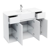 Britton - Aqua Cabinets 1200mm Quattrocast Vanity Unit - White - D450 Range (D42W-Q1245-D41WX2)