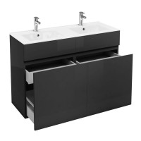 Britton - Aqua Cabinets 1200mm Vanity unit With Drawers & Ceramic basin - Anthracite Grey - D450 Range (D45GX2-C1245D)