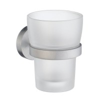 Smedbo Home Holder with Frosted Glass Tumbler 98mm - Brushed Chrome/Frosted Glass (HS343)
