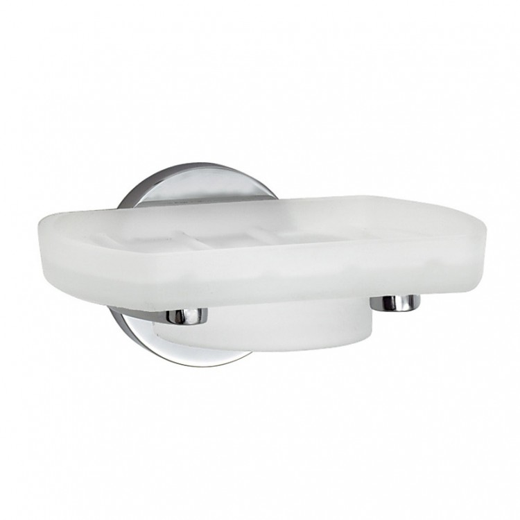 Smedbo Loft Holder with Frosted Glass Soap Dish - Polished Chrome/Frosted Glass (LK342)