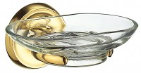 Smedbo Villa Holder with Glass Soap Dish - Polished Brass/Glass (V242)