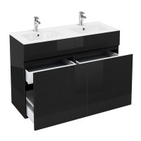 Britton - Aqua Cabinets 1200mm Vanity unit With Drawers & Ceramic basin - Black - D450 Range (D45BX2-C1245D)