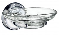 Smedbo Villa Holder with Glass Soap Dish - Polished Chrome/Glass (K242)