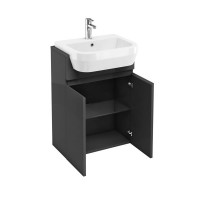Britton - Aqua Cabinets 600mm Vanity with semi-recessed Curve basin - Anthracite Grey (D37G-30-1965)