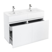 Britton - Aqua Cabinets 1200mm Vanity unit With Drawers & Ceramic basin - White - D450 Range (D45WX2-C1245D)