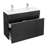 Britton - Aqua Cabinets 1200mm Vanity unit With Drawers & Quattrocast basin - Anthracite Grey - D450 Range (D45GX2-Q1245D)