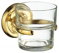 Smedbo Villa Holder with Glass Tumbler - Polished Brass/Glass (V243)