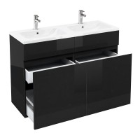 Britton - Aqua Cabinets 1200mm Vanity unit With Drawers & Quattrocast basin - Black - D450 Range (D45BX2-Q1245D)