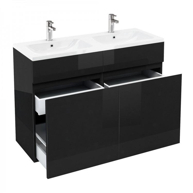Britton - Aqua Cabinets 1200mm Vanity unit With Drawers & Quattrocast basin - Black - D450 Range (D45BX2-Q1245D)