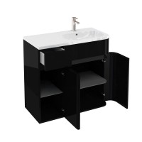 Britton - Aqua Cabinets 900mm Arc / Quattrocast Vanity unit - Right - Black (C4RB-Q9045R-D41B)