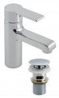 Vado Ion Mono Basin Mixer Smooth Bodied Single Lever Deck Mounted With Clic-Clac Waste - chrome (ION-100CC-CP)