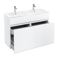 Britton - Aqua Cabinets 1200mm Vanity unit With Drawers & Quattrocast basin - White - D450 Range (D45WX2-Q1245D)